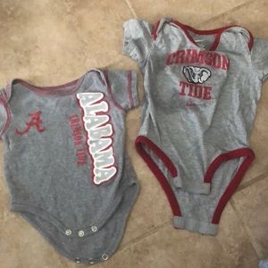 0-3 and 3-6 months Alabama crimson tide onesies
